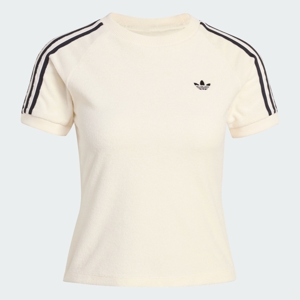 Adidas 愛迪達 Tt Cali Tee KD1411 女 T恤 運動上衣 休閒短袖 米白 亞版 毛巾布