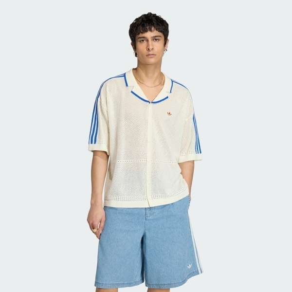 Adidas 愛迪達 Knitted Shirt KX1223 男 短袖襯衫 米白 亞版 針織 純棉 渡假風
