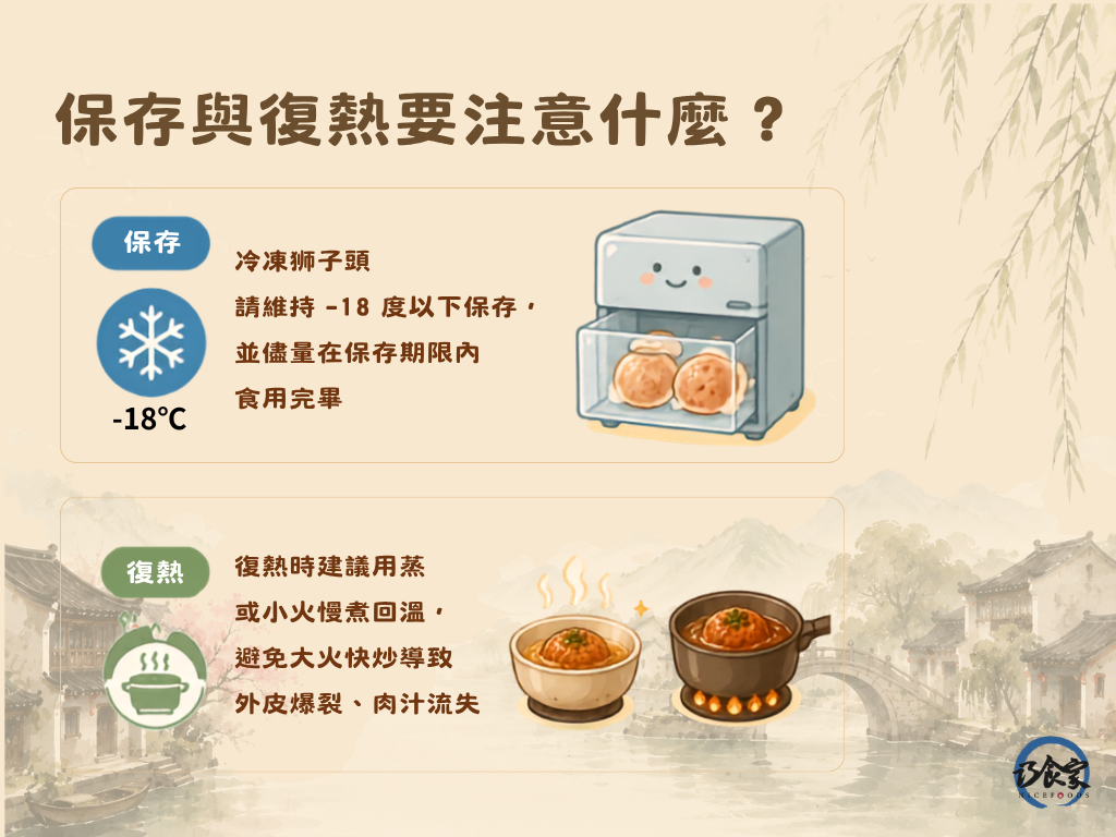 獅子頭保存與復熱要注意什麼