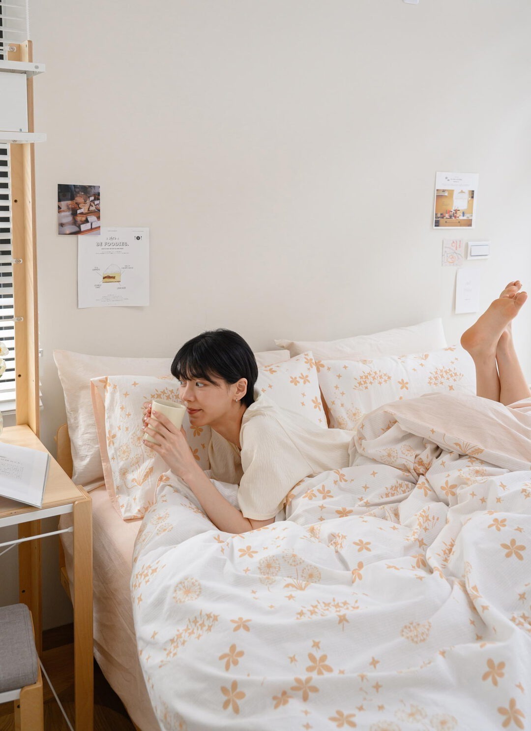 印花樂全套薄被套床包組 ( 床包 + 被套 + 枕套 ) /翔仔居家聯名/野花草與蝴蝶