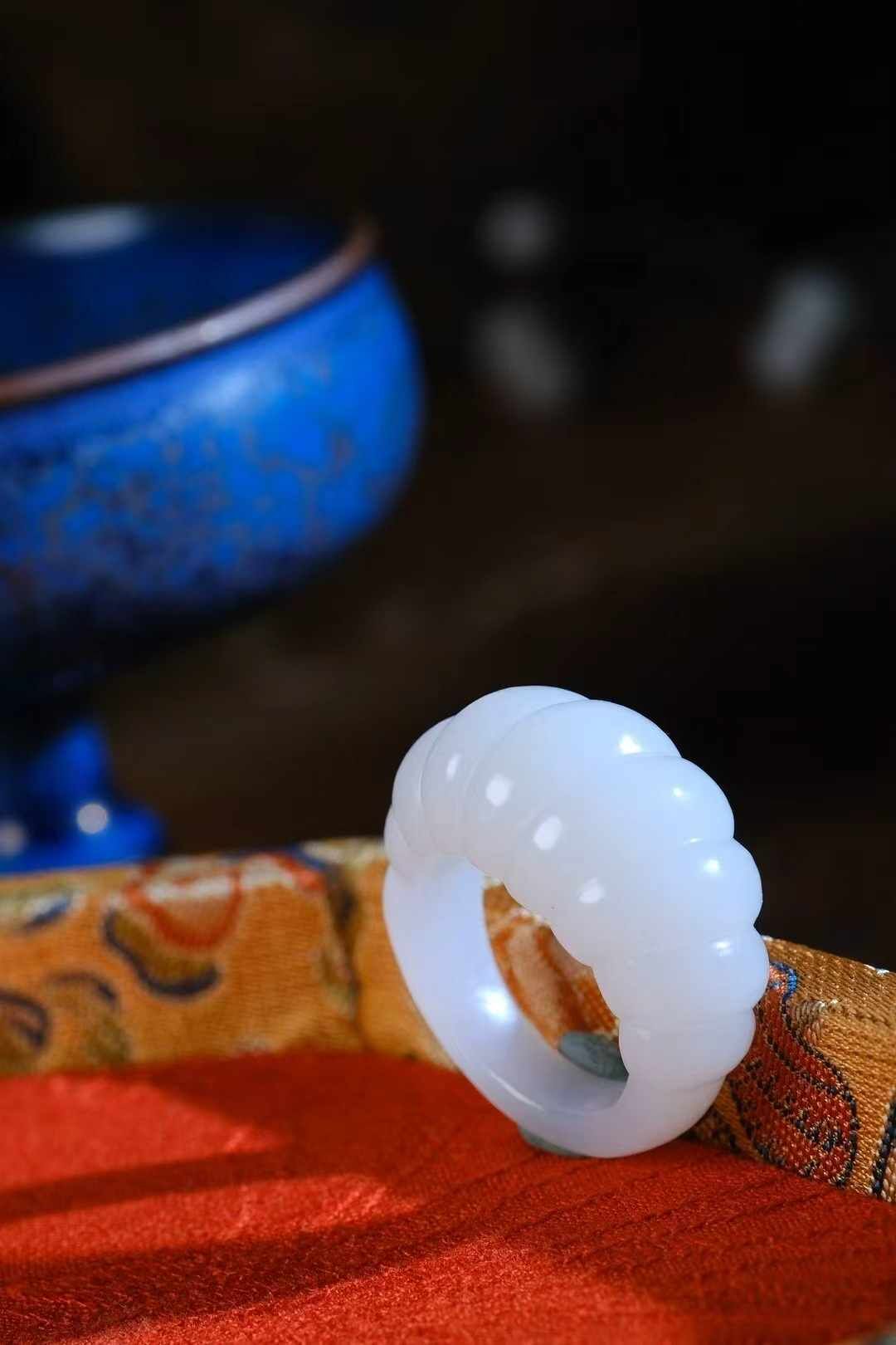 和田玉羊脂白玉牛角包指環 (圈口 14號),天然和田玉軟玉