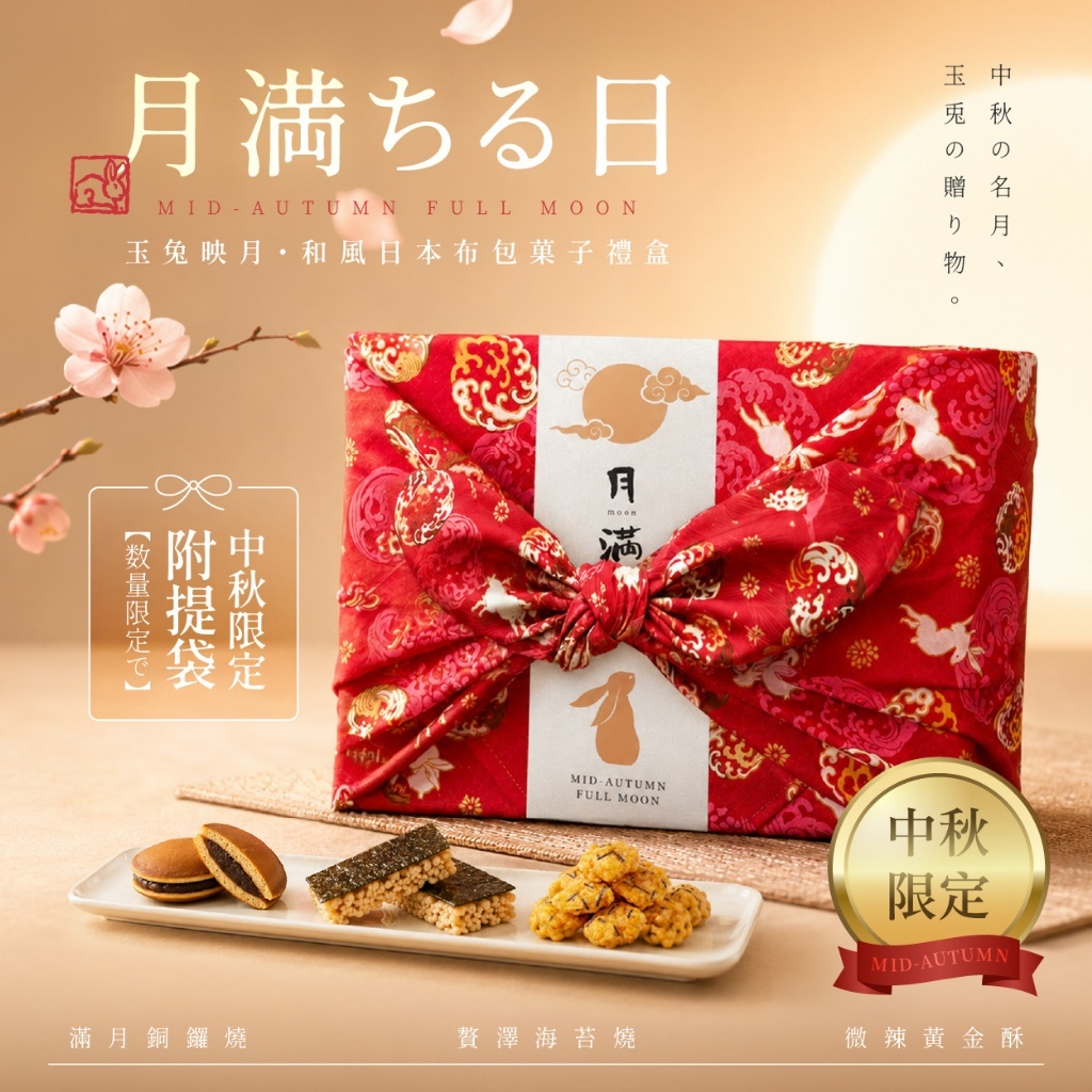 (預購商品) 2026中秋限定 玉兔映月・和風三味日本布包菓子禮盒 贈限定提袋
