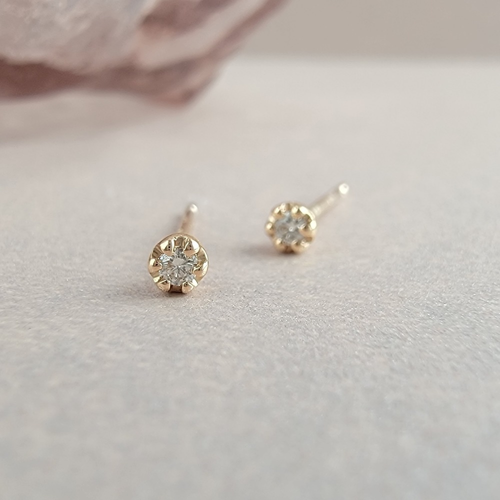 【me.luxe】K10珠邊甜甜圈2分鑽耳環