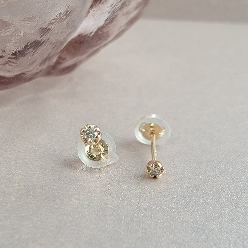 【me.luxe】K10珠邊甜甜圈2分鑽耳環