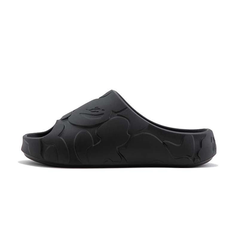 BAPE SLIDE #1 立體浮雕 拖鞋 休閒鞋 黑色 男鞋 1M30191323-BK [台灣現貨]