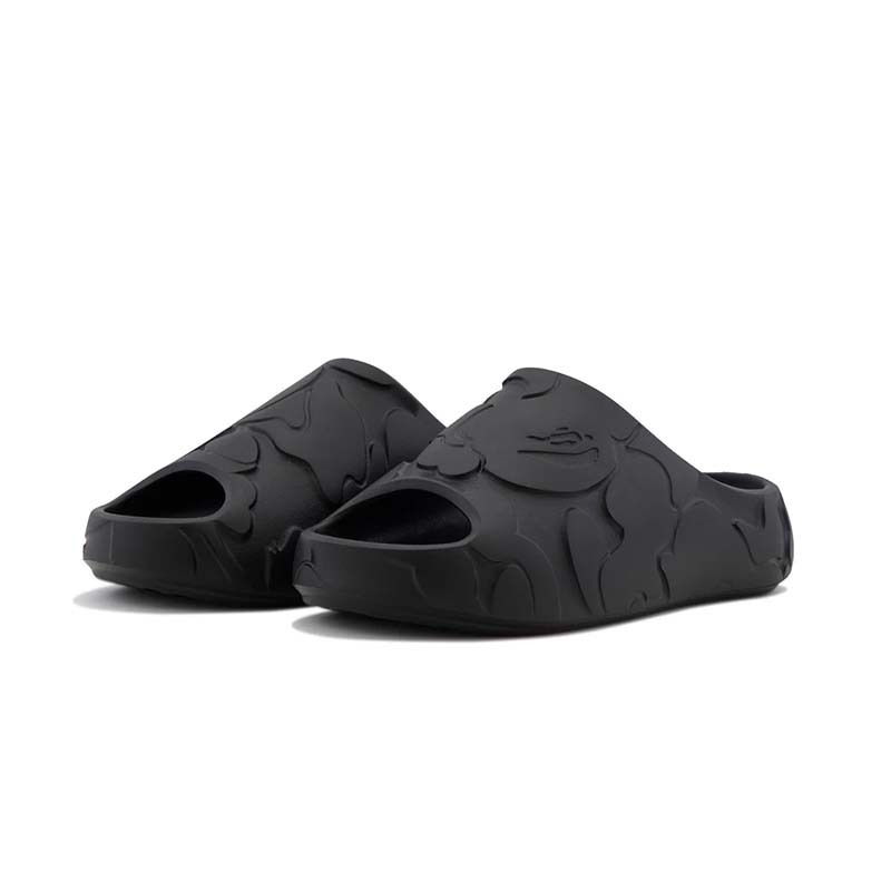BAPE SLIDE #1 立體浮雕 拖鞋 休閒鞋 黑色 男鞋 1M30191323-BK [台灣現貨]