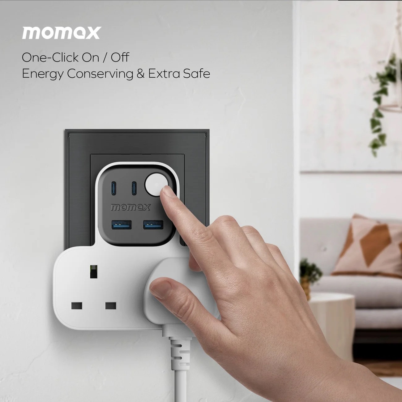 Momax 1-Charge Work Flow USB + 2口T型插座 US17UKW (白色）