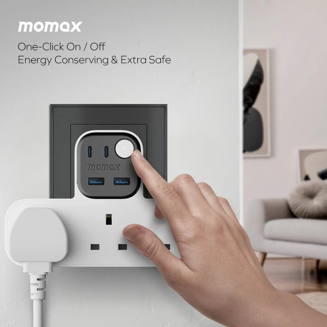 Momax 1-Charge Work Flow USB + 3口T型插座 US19UKW （白色）