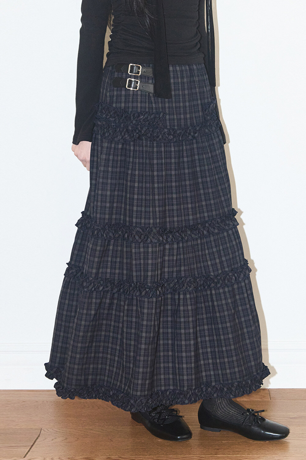 ILLIGO Buckle Frill Long Skirt