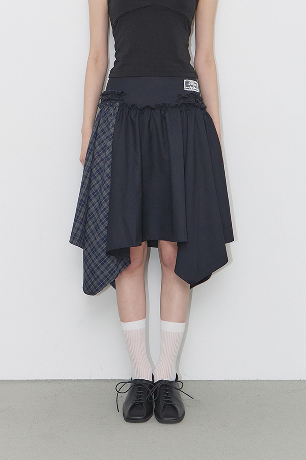 ILLIGO Check Color-Block Midi Skirt