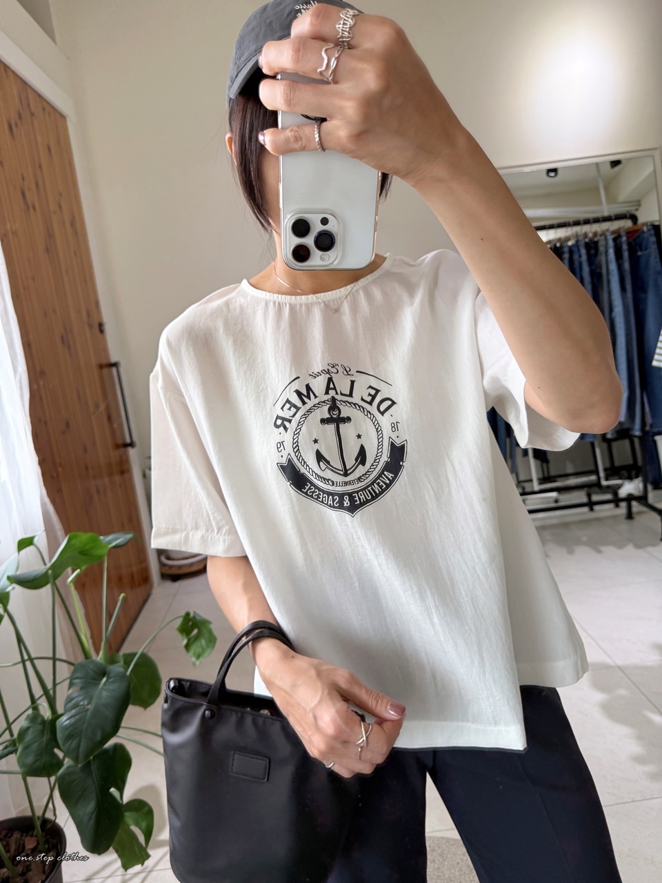正韓夏日海洋棉麻船錨T  (白)