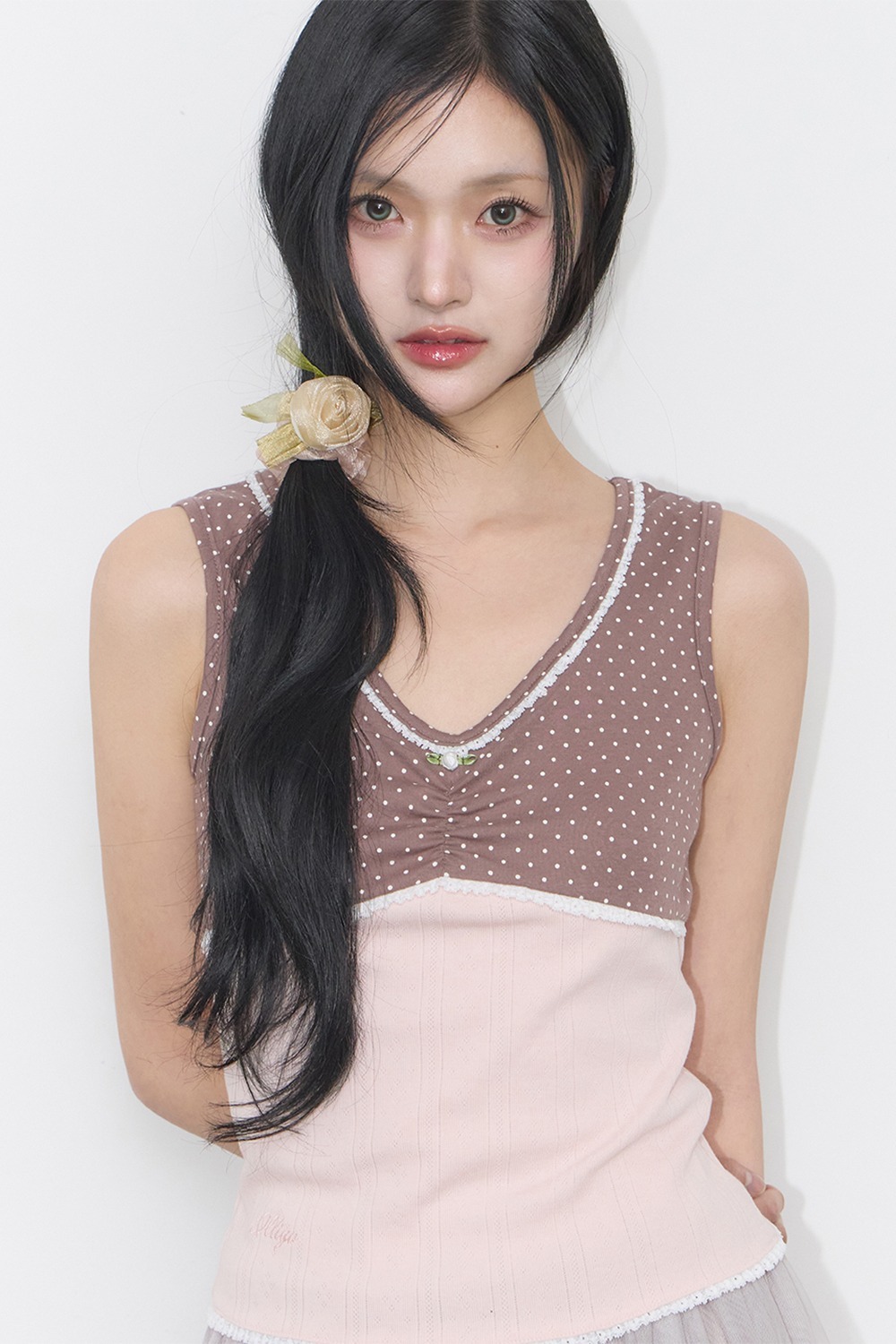 ILLIGO Dot Color-Blocked Sleeveless