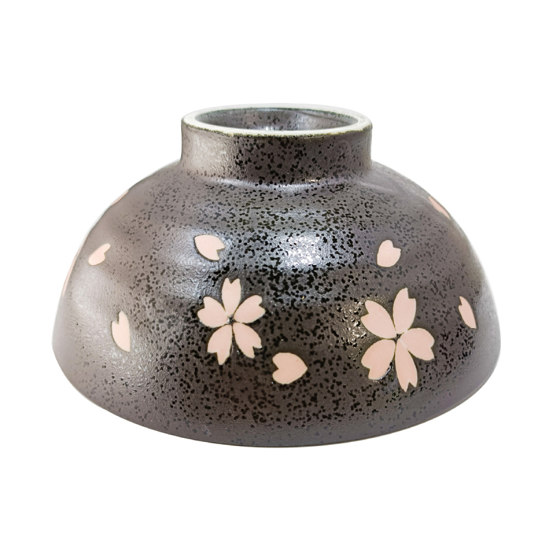 餐碗/美濃燒 櫻吹雪 黑 Ø14.7×6.7cm