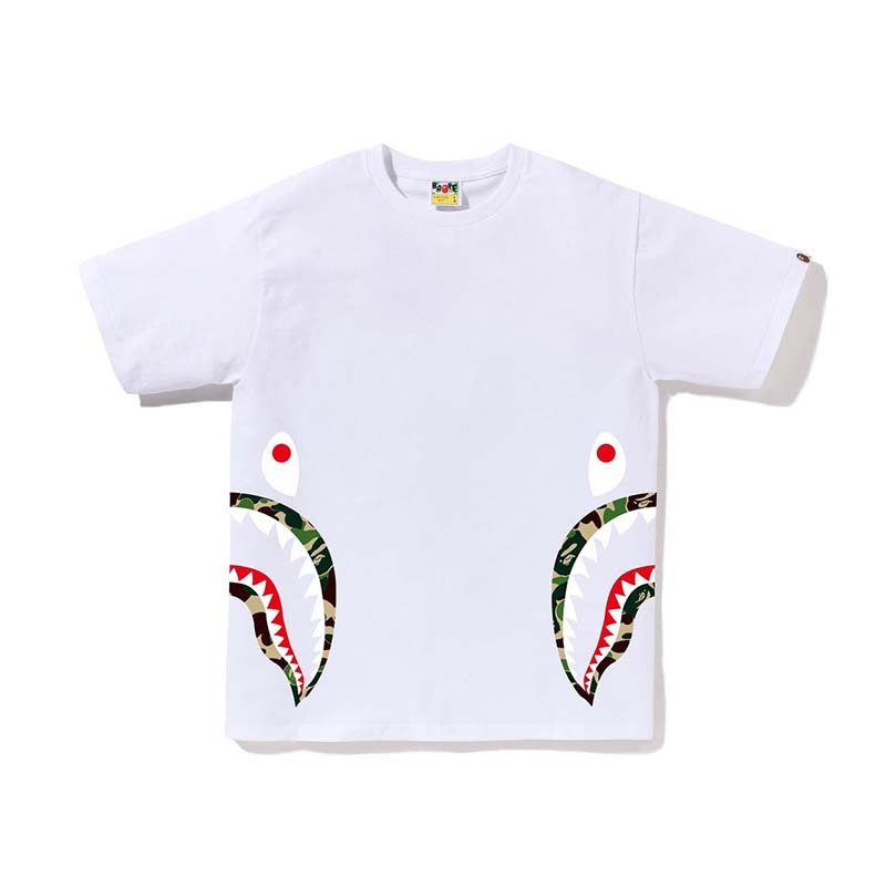 BAPE ABC Camo Side Shark Tee 男版 腰間鯊魚 綠迷彩 短袖 白色 RAY-101 [台灣現貨]