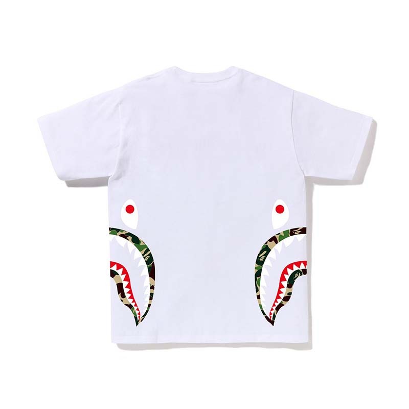 BAPE ABC Camo Side Shark Tee 男版 腰間鯊魚 綠迷彩 短袖 白色 RAY-101 [台灣現貨]