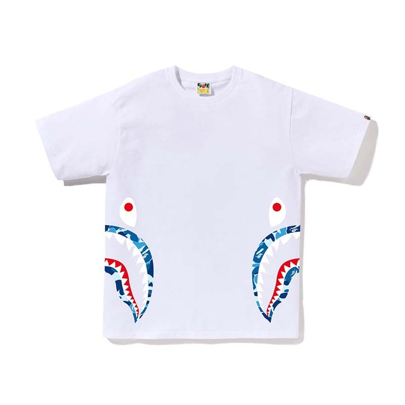 BAPE ABC Camo Side Shark Tee 男版 腰間鯊魚 藍迷彩 短袖 白色 RAY-95 [台灣現貨]