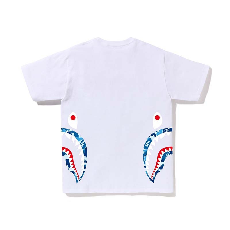 BAPE ABC Camo Side Shark Tee 男版 腰間鯊魚 藍迷彩 短袖 白色 RAY-95 [台灣現貨]
