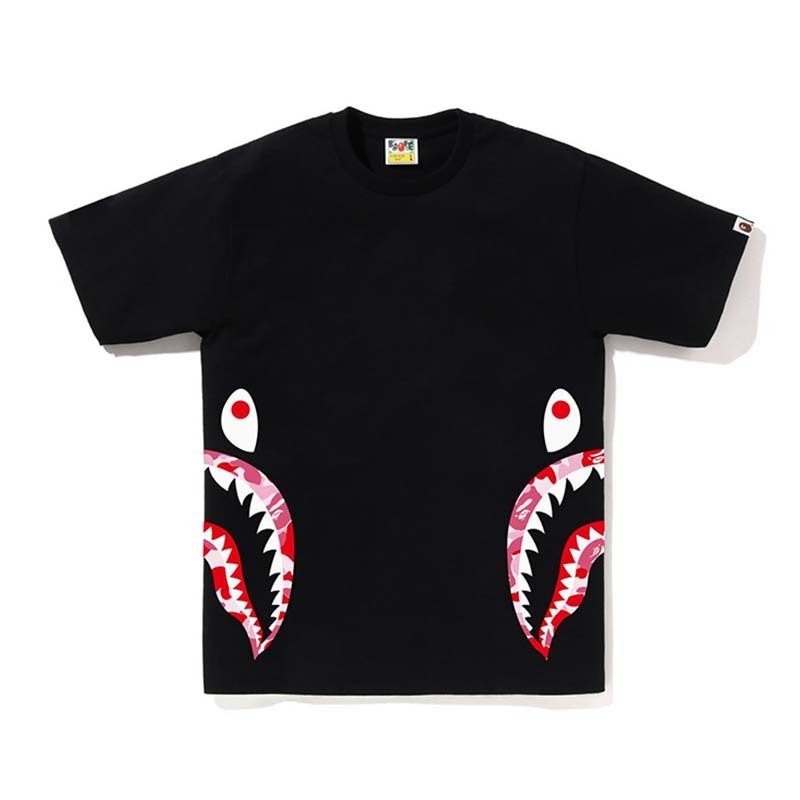 BAPE ABC Camo Side Shark Tee 男版 腰間鯊魚 粉迷彩 短袖 黑色 RAY-97 [台灣現貨]