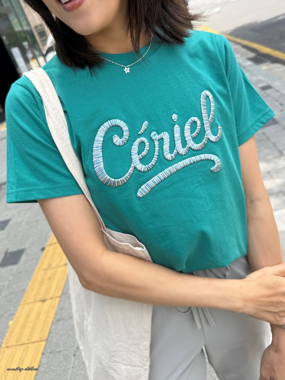 正韓Ceriel立體字母刺繡T (綠)