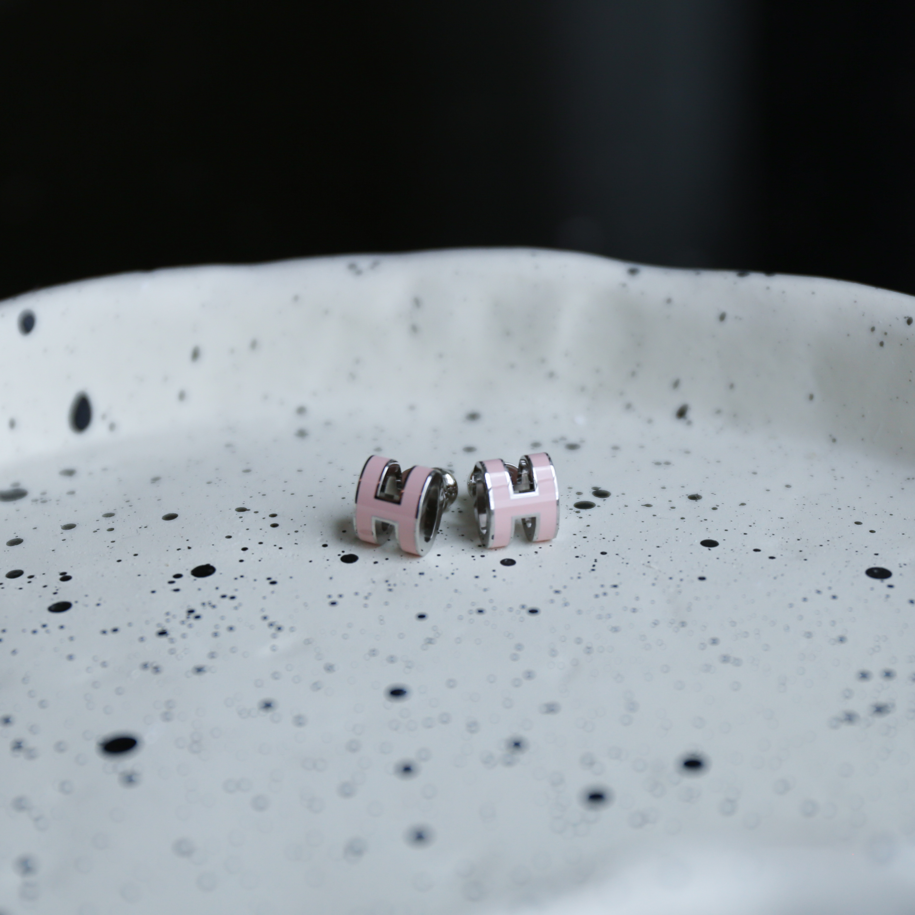 Hermes PopH mini Earrings (Rose Dragee) PHW