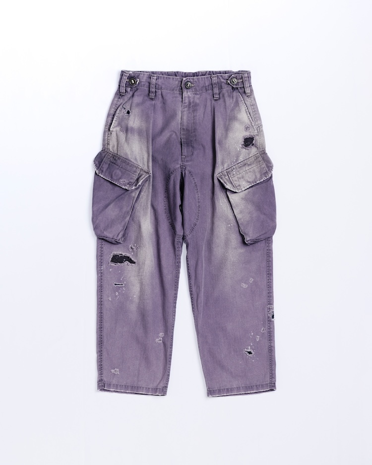 ANACHRONORM - AN414-R REMAKED HERRINGBONE COMBAT CARGO TROUSERS PANTS - CHARCOAL