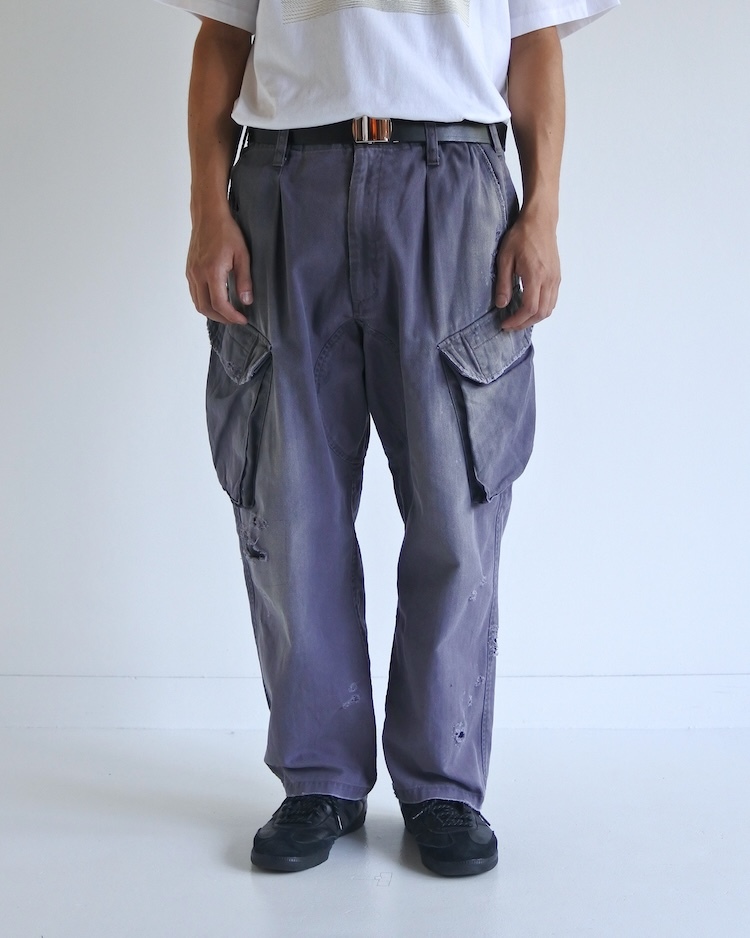 ANACHRONORM - AN414-R REMAKED HERRINGBONE COMBAT CARGO TROUSERS PANTS - CHARCOAL