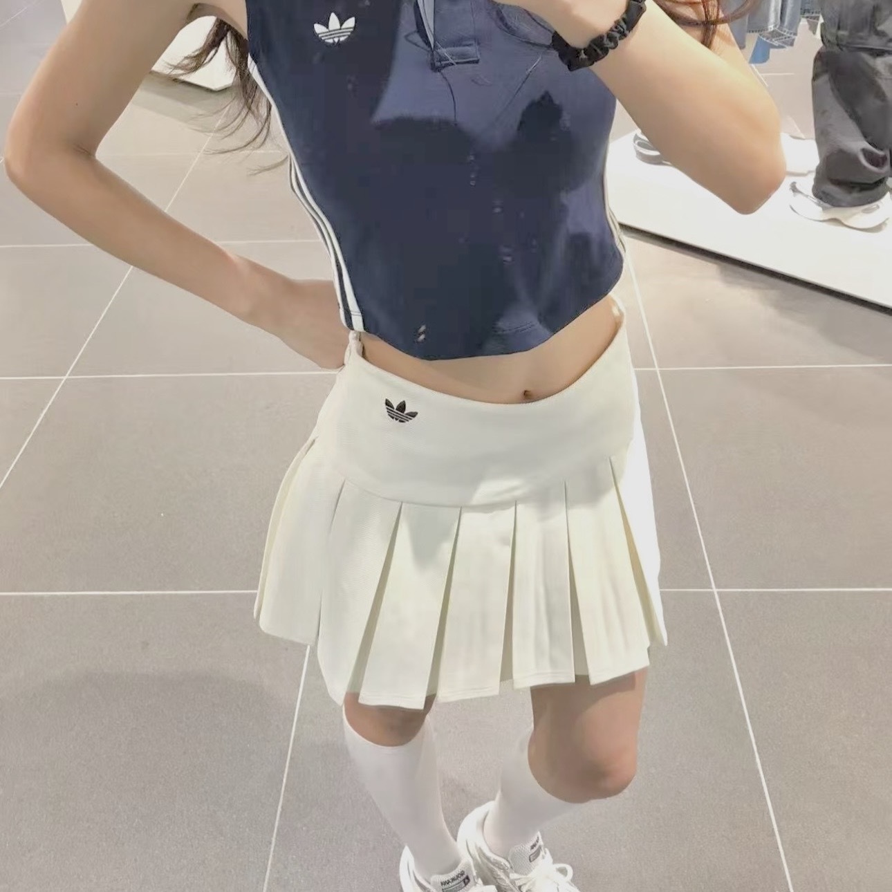 ADIDAS ORIGINALS 黑白 針織百褶裙 運動短裙 三葉草 KG8257//KG8258