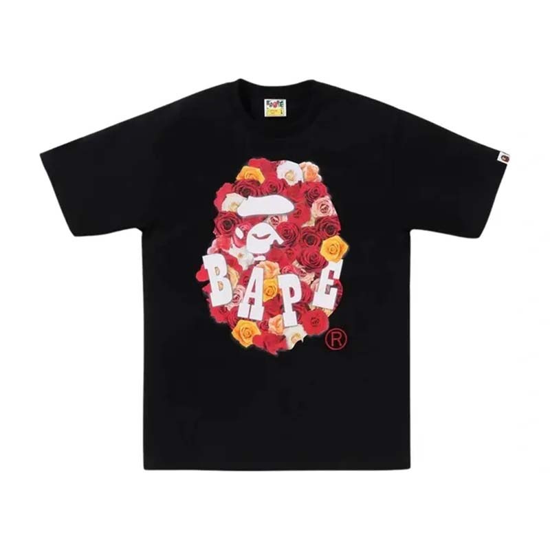 BAPE Rose Ape Head Tee 男版 玫瑰猿人 短袖 黑色 RAY-104 [台灣現貨]