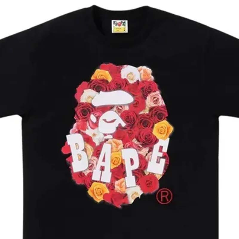 BAPE Rose Ape Head Tee 男版 玫瑰猿人 短袖 黑色 RAY-104 [台灣現貨]