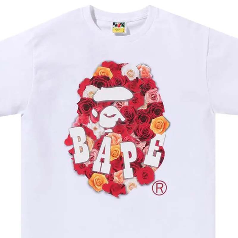 BAPE Rose Ape Head Tee 男版 玫瑰猿人 短袖 白色 RAY-105 [台灣現貨]