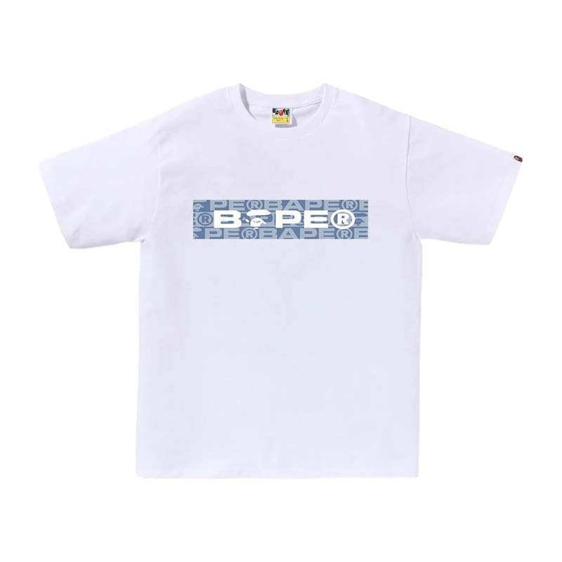 BAPE Lux Sport Pattern Box Logo Tee 男版 方框字體 短袖 白色 RAY-96 [台灣現貨]