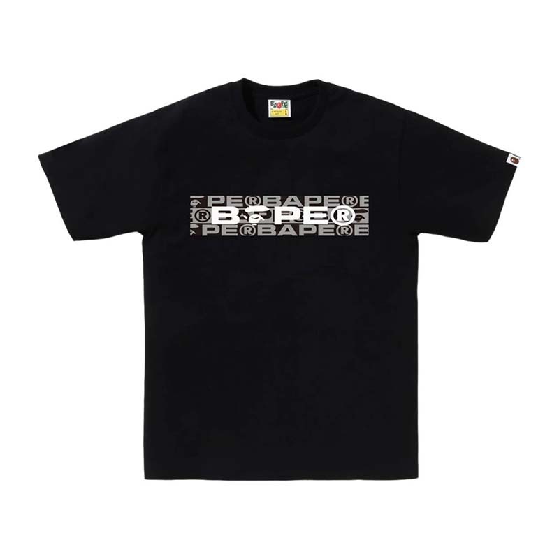 BAPE Lux Sport Pattern Box Logo Tee 男版 方框字體 短袖 黑色 RAY-98 [台灣現貨]