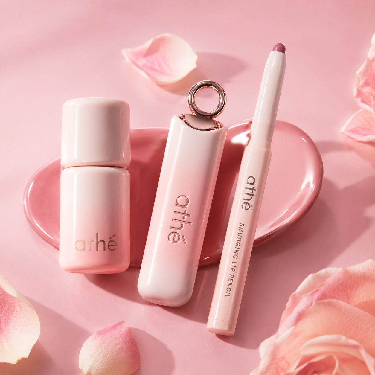 🇰🇷ATHE｜完美妝容組（水潤唇彩潤唇膏＋唇線筆＋煥彩光澤腮紅液）