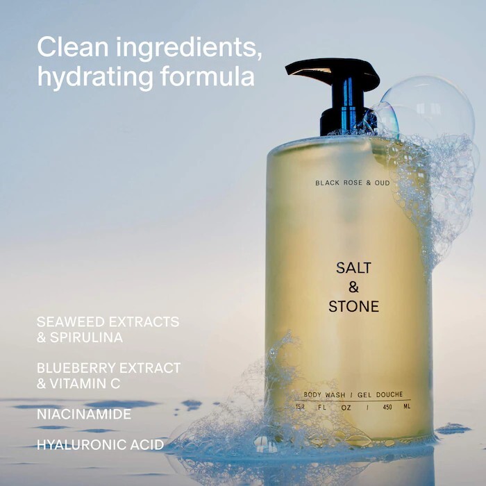 美國 SALT & STONE【正品】黑玫瑰烏木保濕沐浴露 Black Rose & Oud Body Wash 450ml