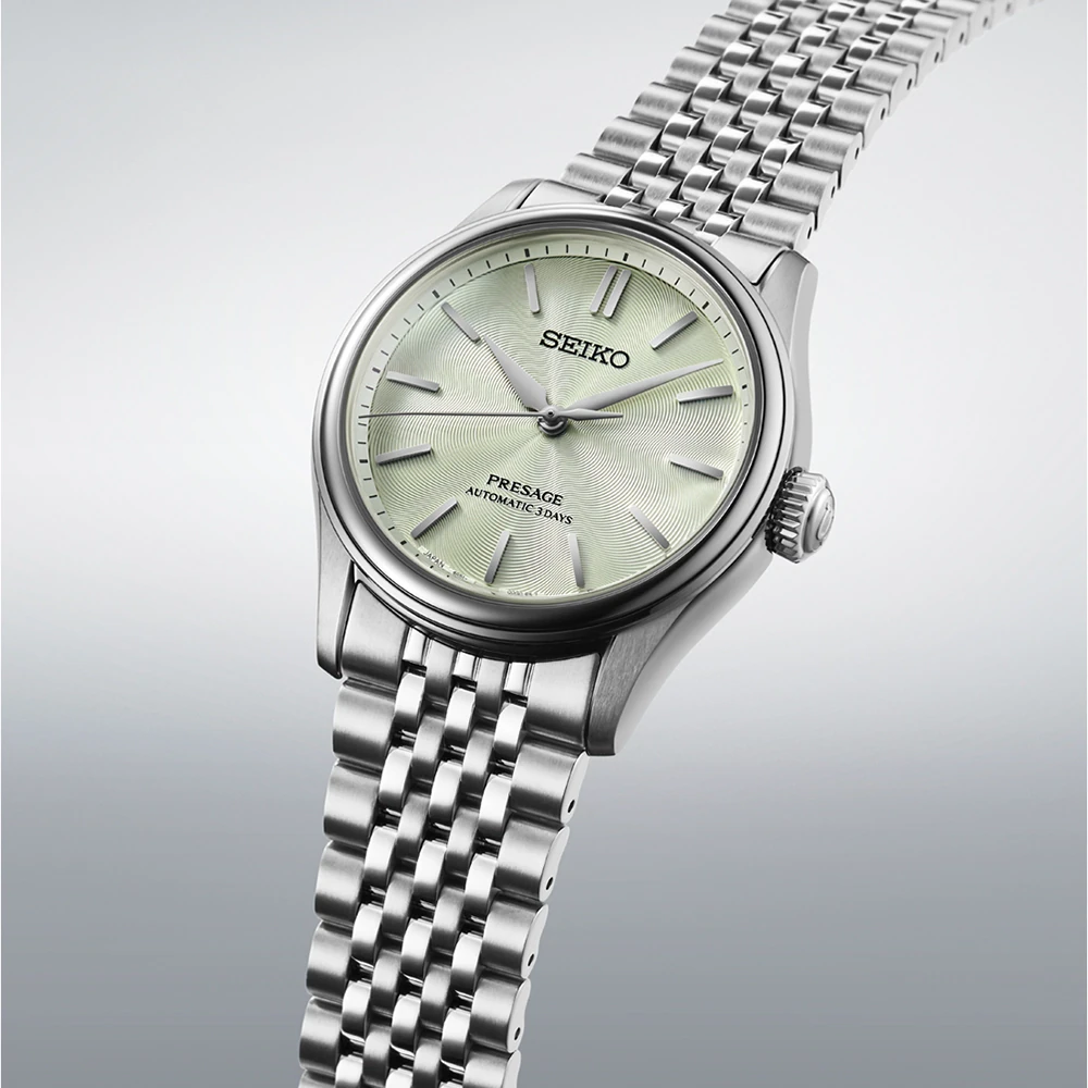萬年鐘錶 - SEIKO Presage  清新綠色光澤面盤不鏽鋼錶帶機械錶 HCC002J1 / 6R51-00G0G 錶徑38MM