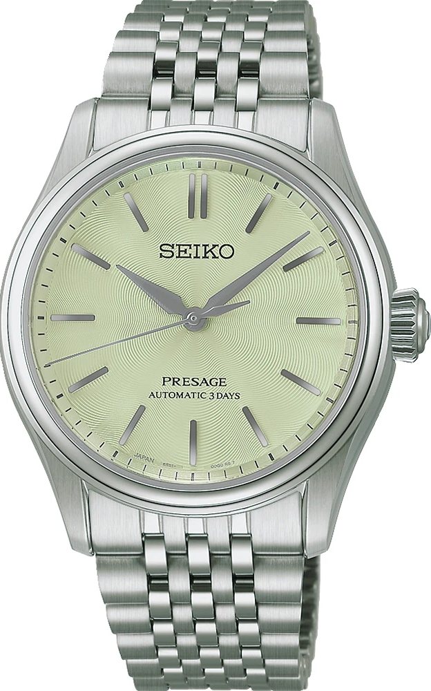 萬年鐘錶 - SEIKO Presage  清新綠色光澤面盤不鏽鋼錶帶機械錶 HCC002J1 / 6R51-00G0G 錶徑38MM