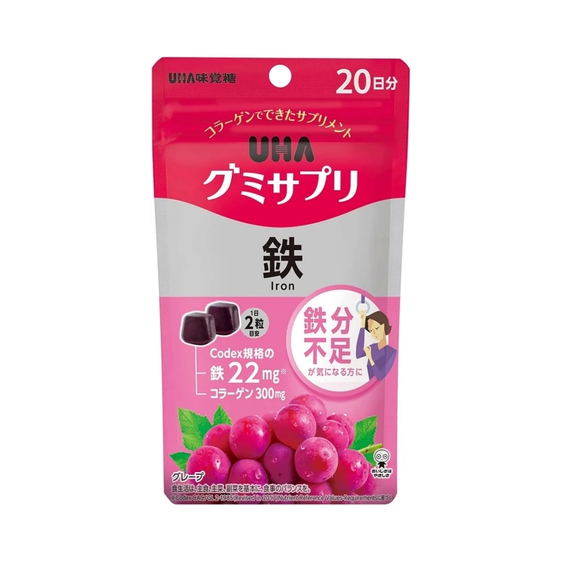 UHA味覺糖 UHA軟糖 補鐵 20天用量 40粒 葡萄味