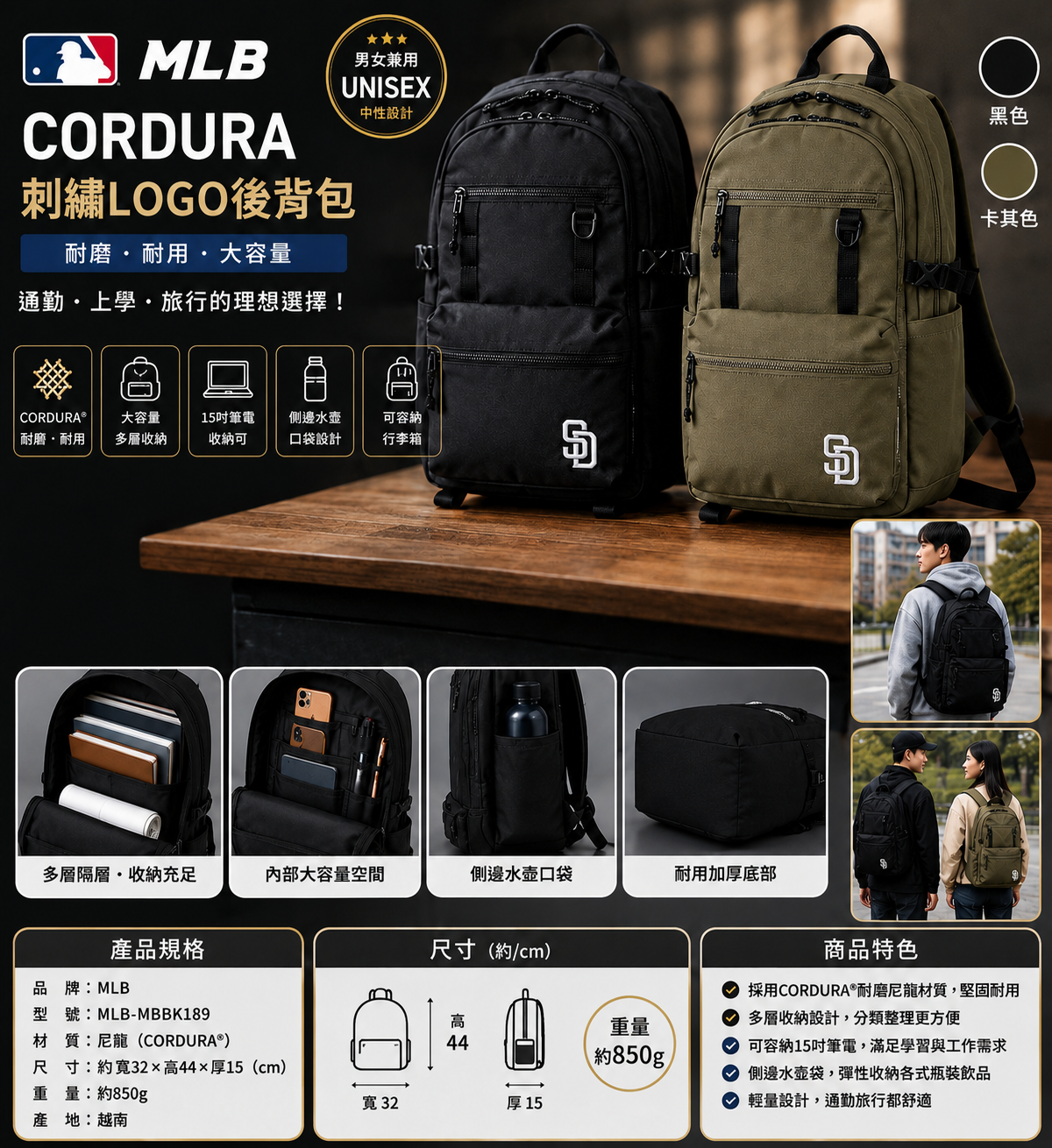 【預購】J070202 MLB CORDURA後背包