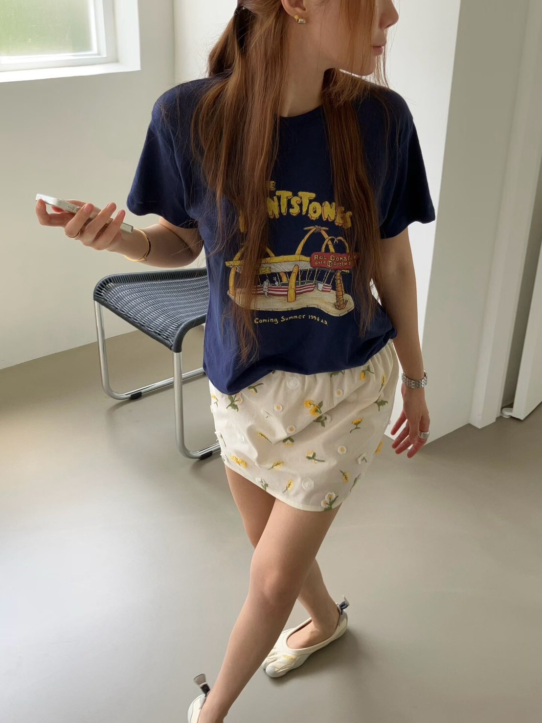 #AJ21美式卡通圖案T(白/水藍/深藍)