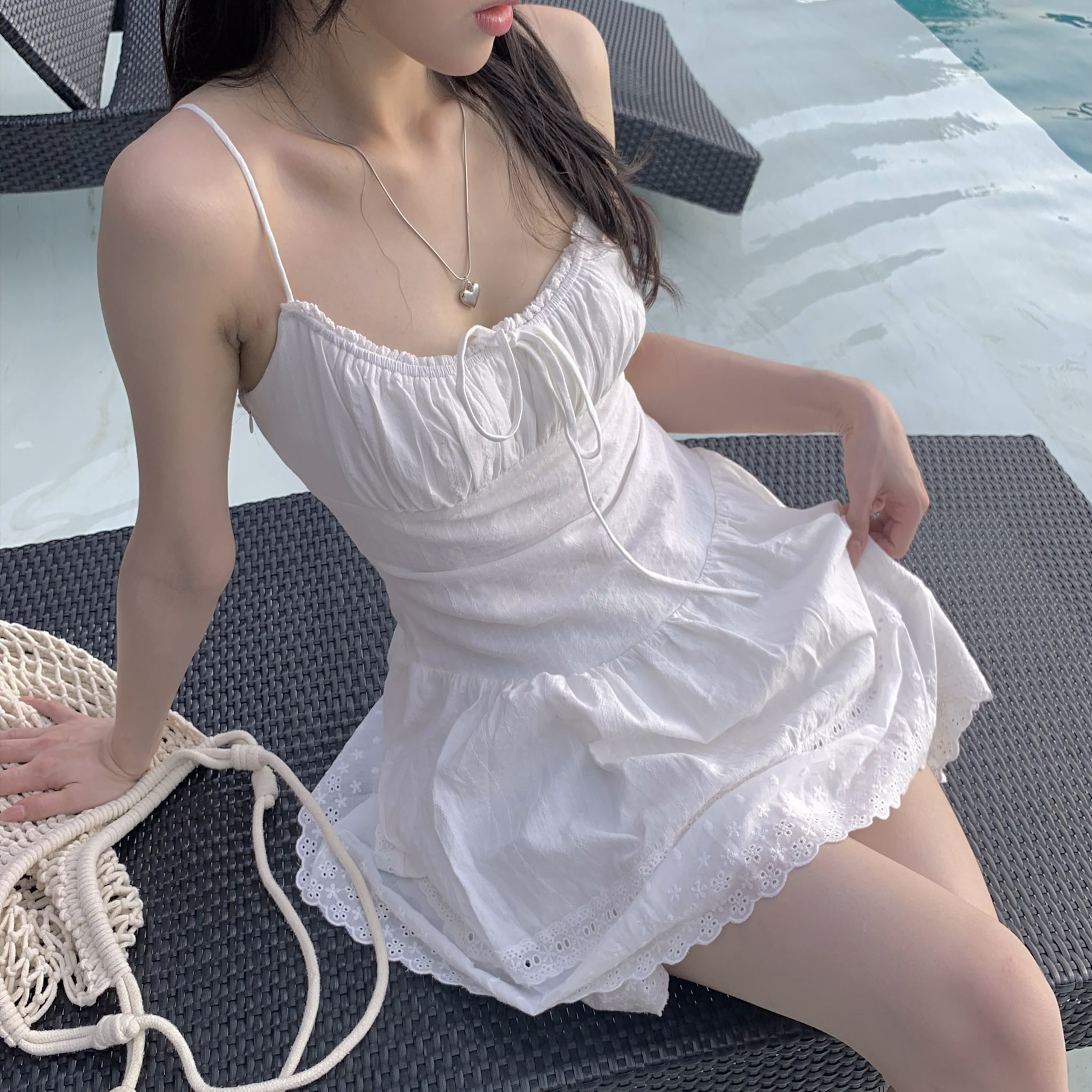 ISA_普羅旺斯夏日 法式鏤空緹花吊帶美洋_65007