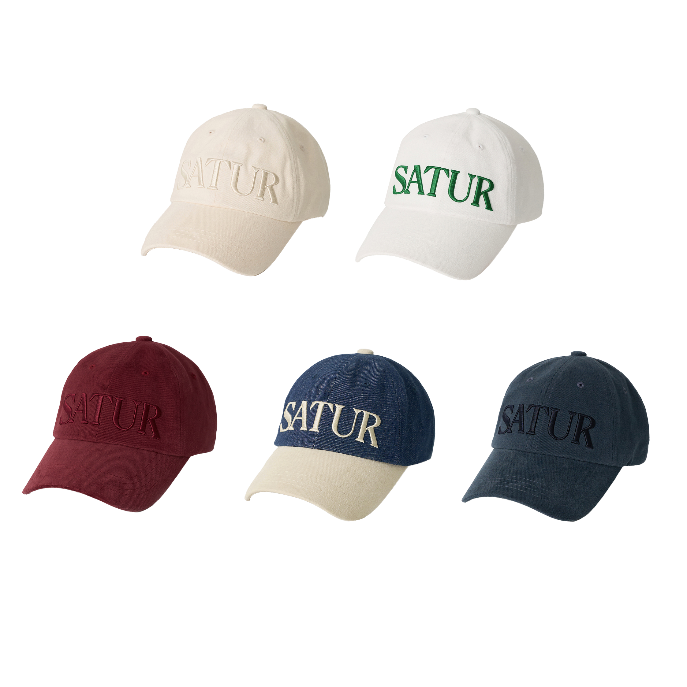 【7】SATUR Vintage Casual Volume Embroidery Ball Cap - 5色選擇