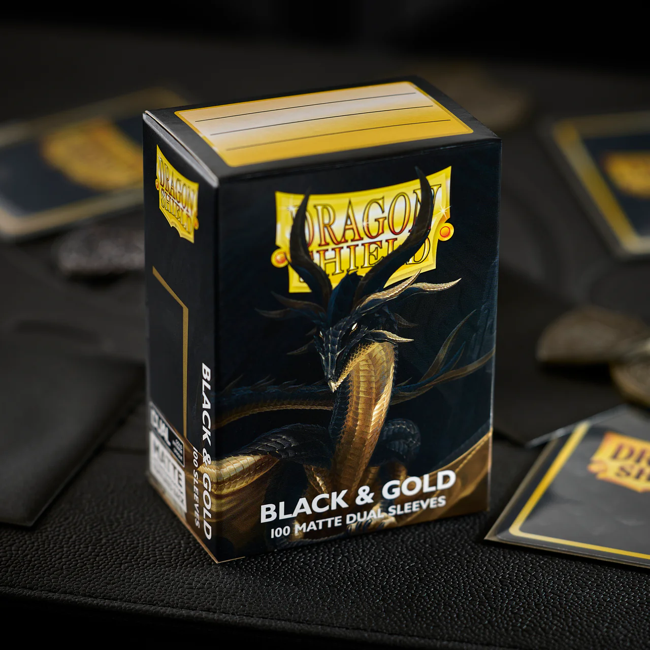 Dragon Shield - 100 Deck Protector Sleeves - Standard Size - Matte Dual - Black & Gold - AT-15069