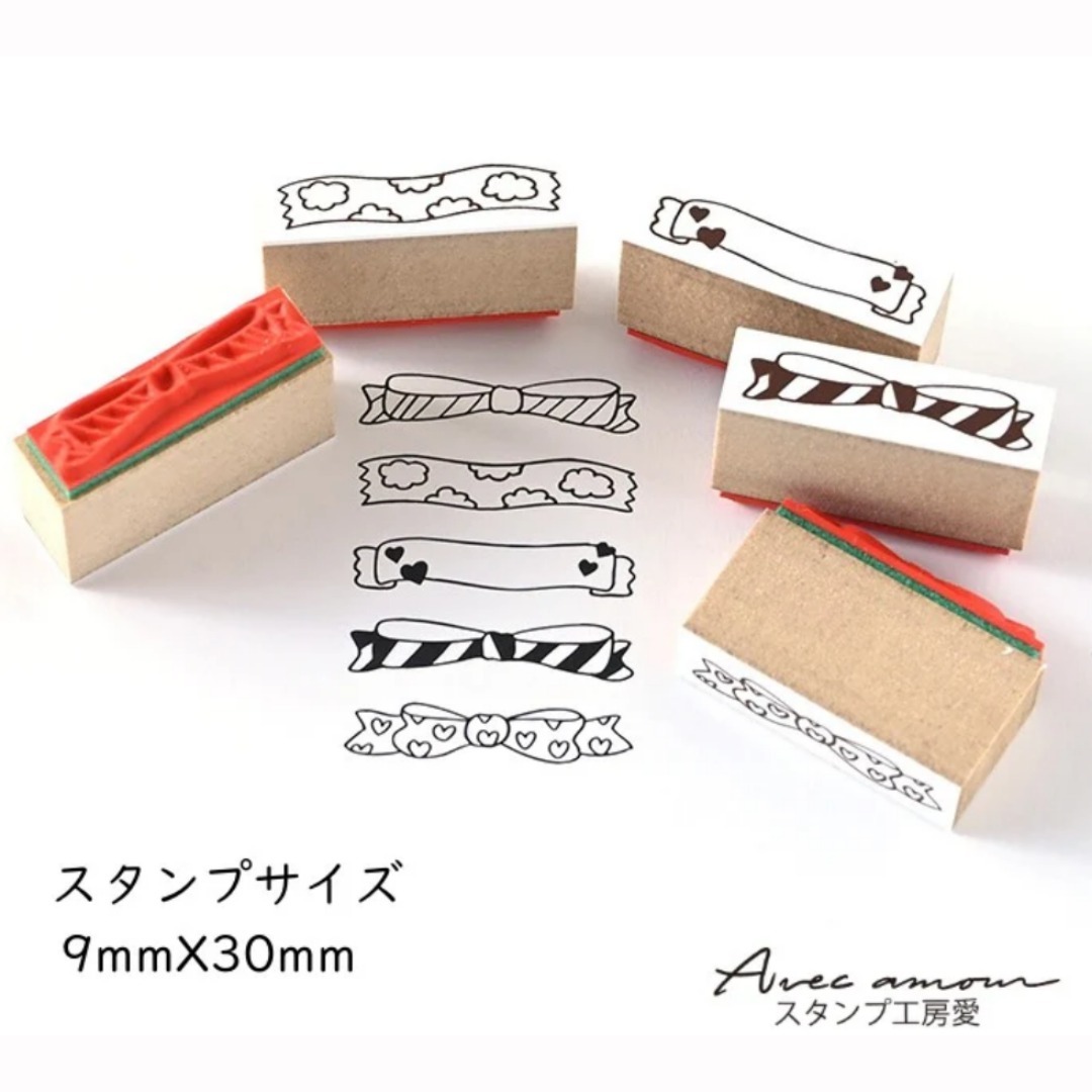 蝴蝶結 分隔線印章 套組 4入｜印章工房 愛 日本