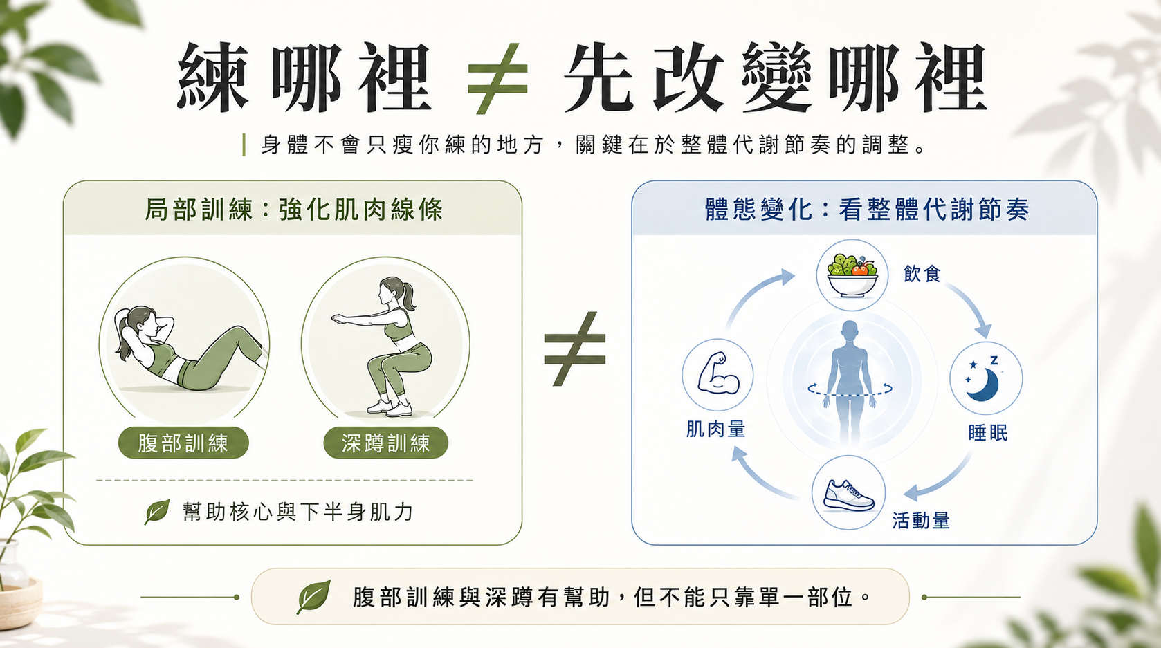 瘦肚子、瘦大腿的關鍵不是局部，而是整體代謝