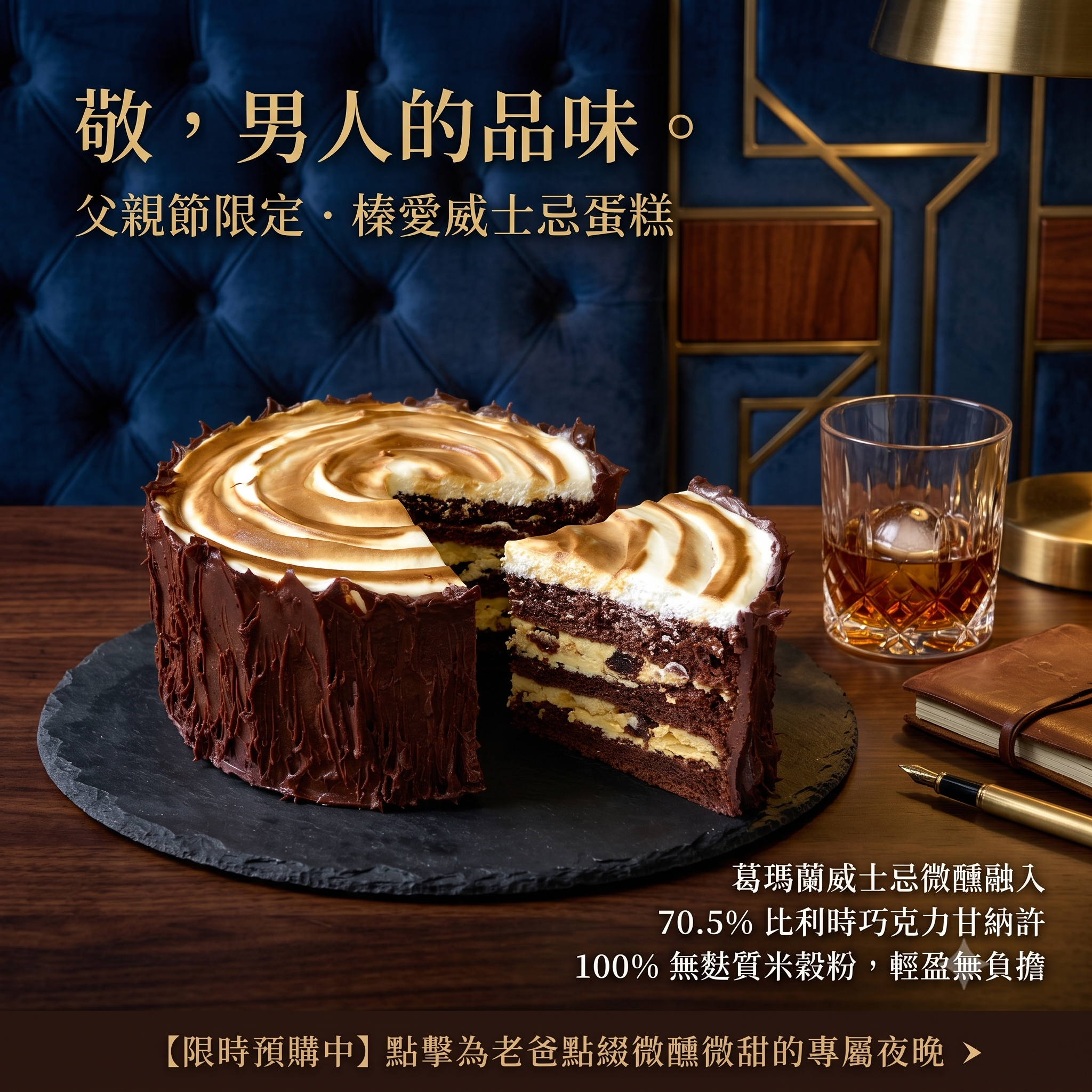 【父親節蛋糕】預購79折7/20止 榛愛威士忌蛋糕｜無麩質｜榛果奶油Ｘ威士忌酒香Ｘ比利時巧克力甘納許