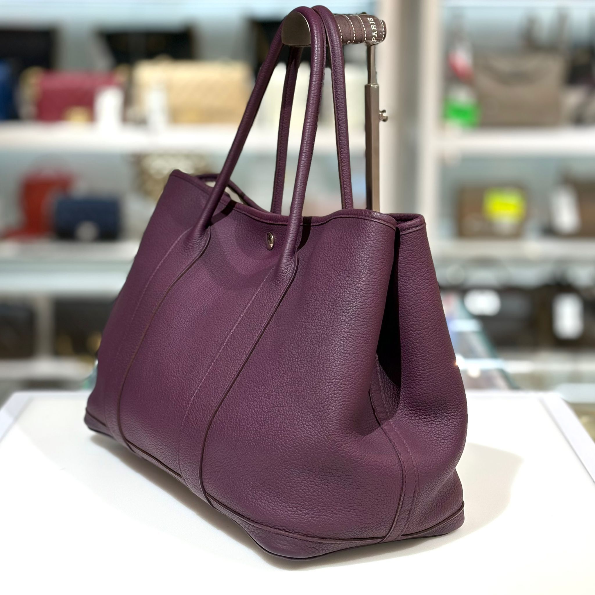 95%NEW HERMES GARDEN PARTY 36 框O 黑加侖紫 NEGONDA皮 銀釦 #GP36 #香榭站正品