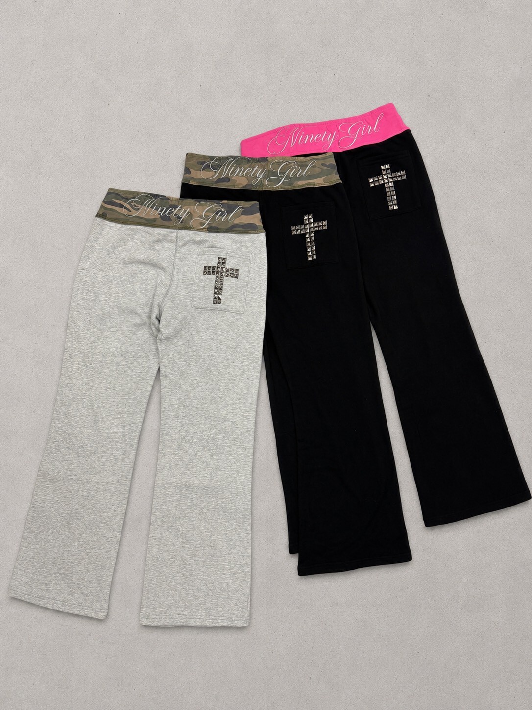 Contrast Rib Waist Straight Pants