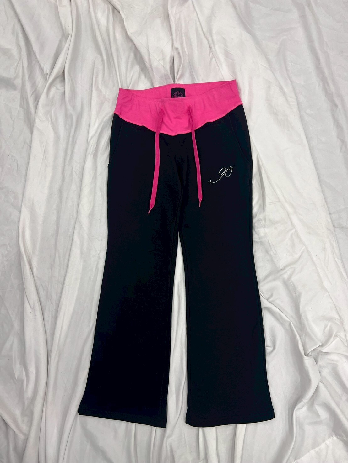 Contrast Rib Waist Straight Pants
