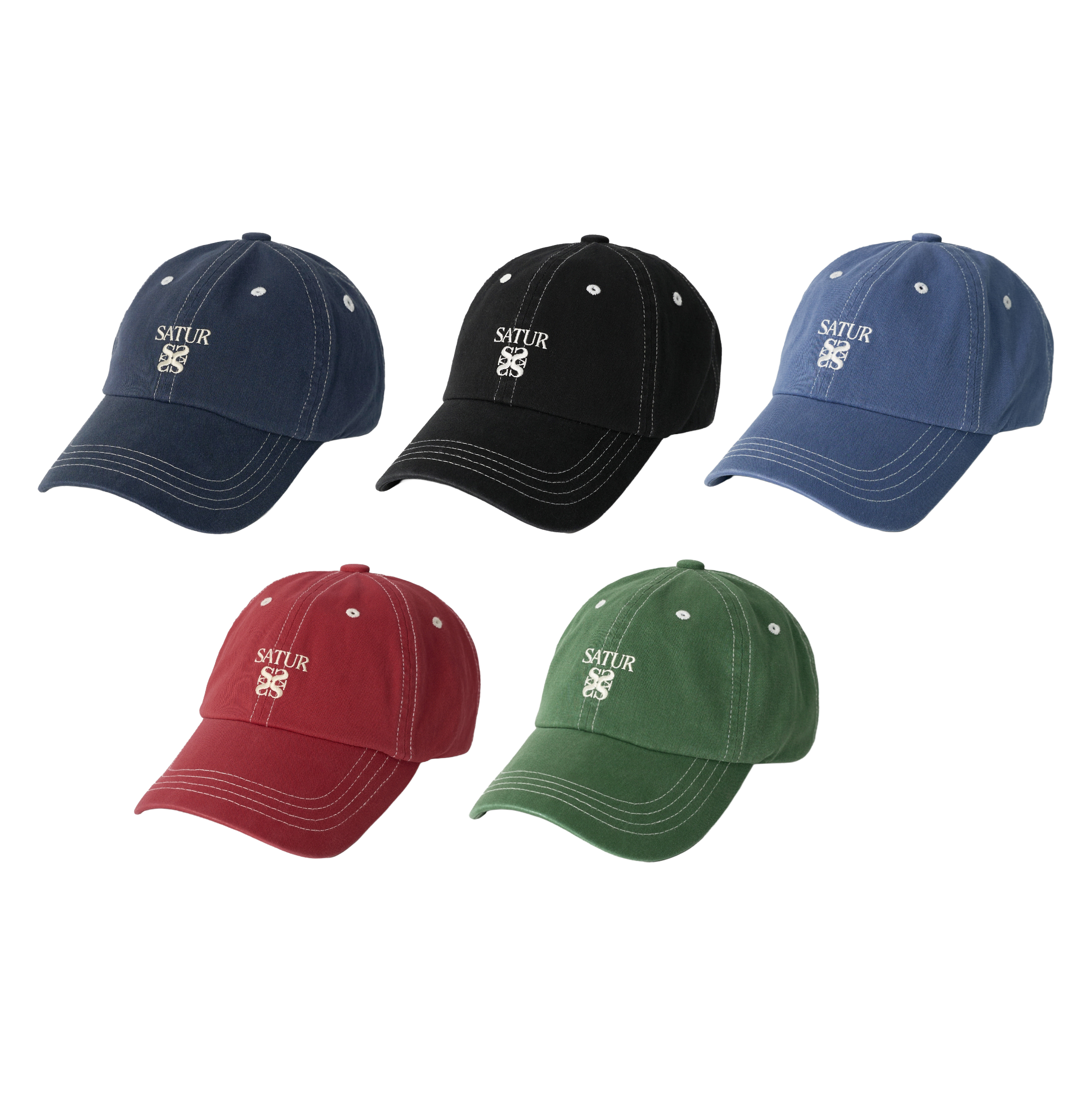 【8】SATUR Contrast Color Stitch Dyed Ball Cap - 5色選擇