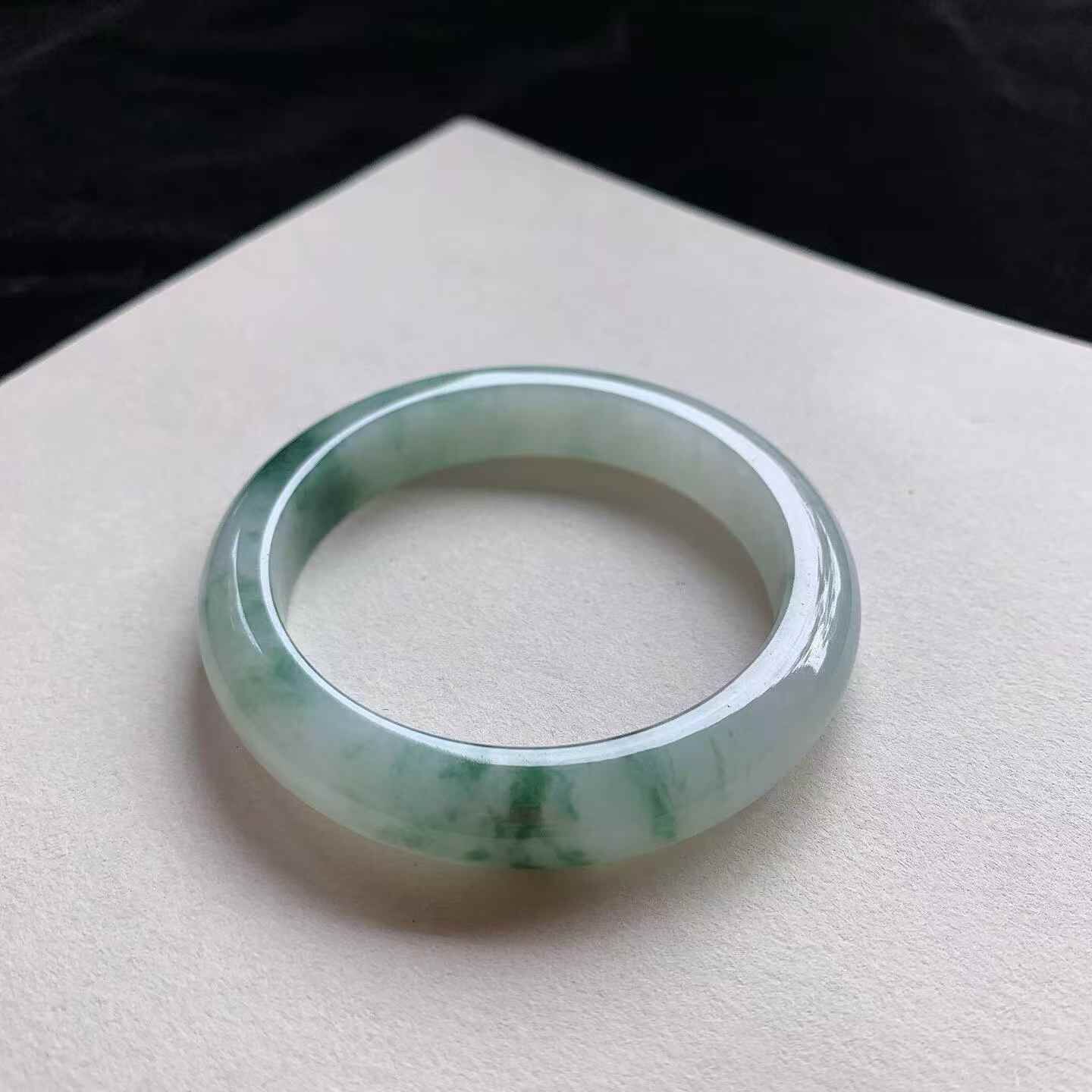 飄花正圈翡翠手鐲,天然翡翠A玉, 緬甸玉, Jade, Jadeite